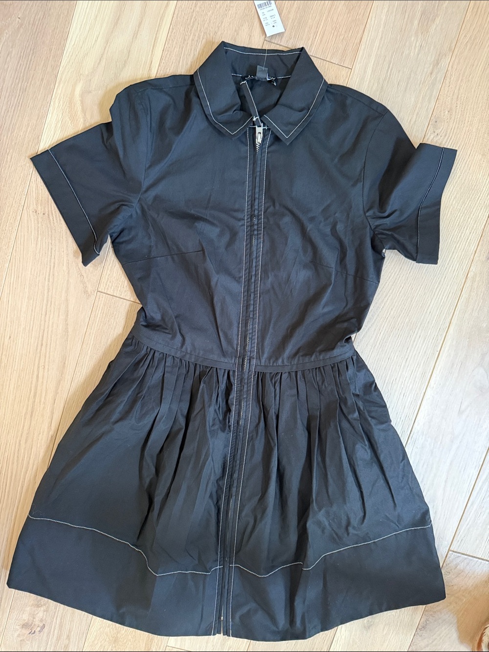 J. Crew Black Short Sleeve Zip-Front Fit-and-Flare Dress - Picture 3 of 7